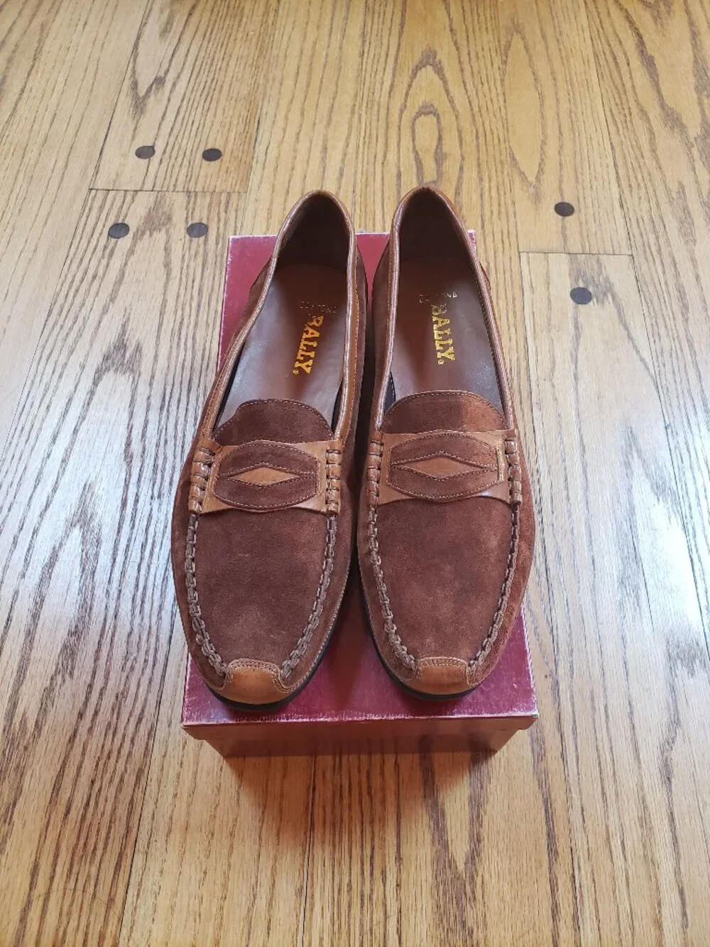Bally Penny Loafers 10.5M Brown Suede Leather Daytona Italy NOS